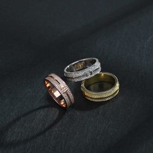 Ontwerper Originele Tiffays S925 Sterling Silver Compated Gold Full Diamond Double T Ring Small Fashion Cadeau