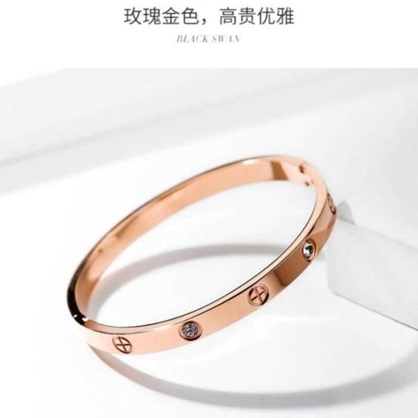 Designer Original Titanium Steel Rose Gold Bracelet Femme Incolore INS Individualisé Cool Style Petit Design Mode Net Rouge Catégorie Simple