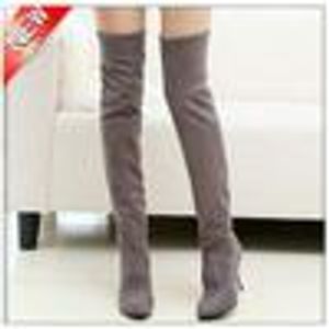 Designer-ots For Women/Faux Suede Upper Stretch Fabric Slim Boots Factory P