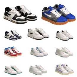 Diseñador fuera de la oficina Low Tops Zapatos casuales Entrenadores OOO Negro Blanco Azul Naranja Offs Plataforma de cuero desgastado Tenis de lujo al aire libre Hombres Mujeres Mocasines Zapatillas de deporte