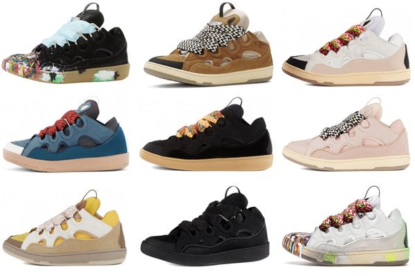 Designer Chaussures de plein air en cuir Curb Sneaker Dept Gris Hommes Baskets Beige Jaune Noir Violet Bleu Clair Gomme Rose Blanc Ivoire Marron Femmes Baskets avec boîte