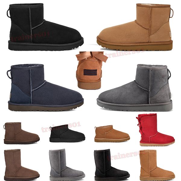 Diseñador al aire libre Invierno Nieve Ultra Mini Botas de plataforma Tazz Tasman Bota para mujer Piel Mullida Botines de cuero Castaño Negro Rosa Mocasines para niñas Tamaño EUR 36-43