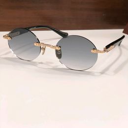 Lunettes de soleil ovales Designer d'été Black Godl / Grey Shaded occhiali da sole Sonnenbrille Fashion Lunettes de soleil Shades avec boîte