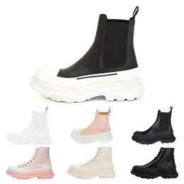 Alexander McQueen Tread Slick Diseñador de gran tamaño Tread Slick Botas para mujer para hombre Blanco Negro Cuero Terciopelo Pisos con cordones Plataforma Zapatillas Chaussures