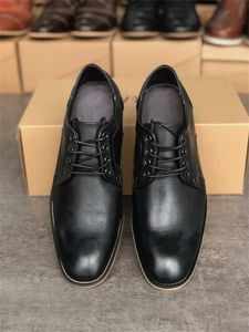 Designer Oxford Chaussures de qualité supérieure en cuir de veau noir Derby Robe Chaussure Mariage formel Talon bas à lacets Bureau d'affaires Formateurs Taille 39-47 005