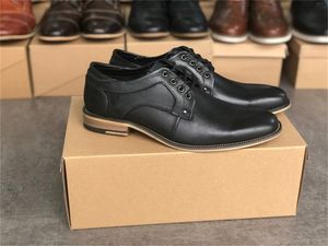 Zapatos Oxford de diseñador Zapato de vestir Derby de piel de becerro negro de alta calidad Boda formal Tacón bajo con cordones Oficina de negocios Entrenadores Tamaño 39-47 023