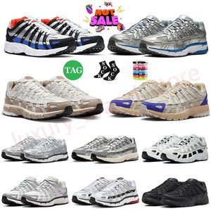 Designer P6000 hardloopschoenen voor heren Dames Casual platina Varsity rood metallic zilver plat drievoudig zwart metallic zilver platform Outdoor sport sneakers Sneakers