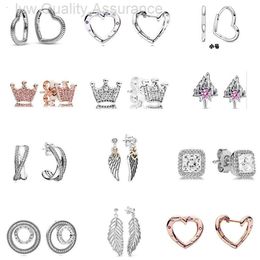 Boucles d'oreilles Pandoras de créateurs Boucles d'oreilles Pans Boucles d'oreilles en argent densément incrustées de diamants Love Gouttelettes d'eau Boucles d'oreilles en or rose Love Big Boucles d'oreilles