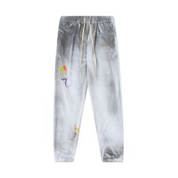 pantalons de designer pantalons de survêtement de designer pantalons de jogging pour hommes cravate teint graffiti imprimé hip hop hommes et femmes pantalon droit décontracté gris taille: S-XL