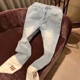 Pantalons de créateurs de luxe femmes jeans printemps mode lettres brodées agneaux laine patchwork denim pantalon jambe droite Jeans été