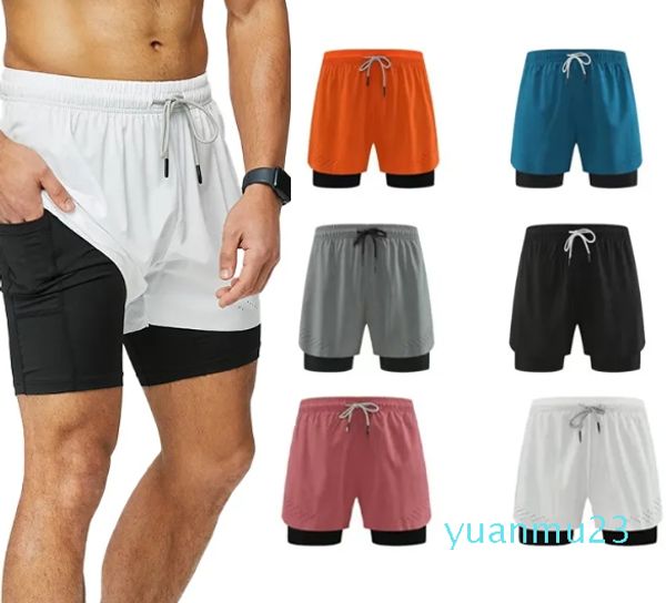 Pantalones de diseño Pantalones cortos deportivos para gimnasio para hombres Forro interior grande de doble capa con bolsillos Pantalones cortos de secado rápido Pantalones para correr casuales Pantalones deportivos de baloncesto para hombres