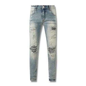 Designerbroek Heren Skateboarder Jeans paarse jeans Zware industrie High Street Hole Star Retro-stijl Gewassen sterrenborduurwerkpaneelbroek stretch casual broek