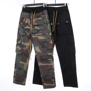 pantalon de créateur pantalon rhuder pantalons de survêtement poches classique rhose pantalon cargo salopette pantalon pour homme mode cordon dessiner pantalon empilé décontracté armée vert S-XL