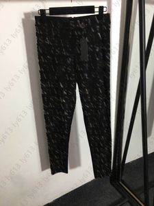 Pantalon de créateur femme mode Legging pantalon noir pantalon complet strass lettre imprimer mince et mince petite jambe bas pantalon