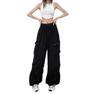 pantalon de designer femmes femmes grandes poches pantalon de cargaison y2k traque à casse-cordon élastique haute glissière