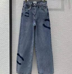 Pantalon de créateur femme Jeans lettre de canal brodé pantalon en denim graphique jean ample luxe couleur unie Denim pantalon