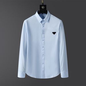 Diseñador parada para hombre camisas casuales de calidad negocios tees camisetas clásicas camisa de manga larga carta sólida de color sólido blusa otoño talla grande