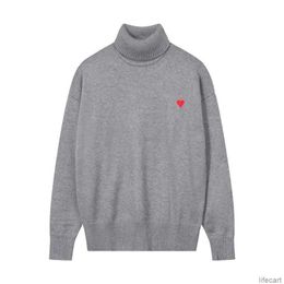 Designer Paris AM I Pull Col Roulé Pull Tricoté Amiparis Petit Coeur Love Heart Jacquard Femmes Hommes Streetwear Pull Col Haut Sweat À Capuche Tricot AMIs WXWK