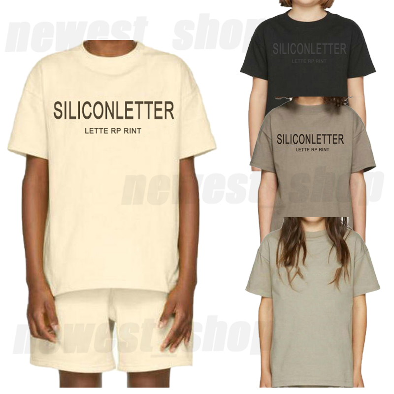 diseñador de niños de gran tamaño suelta camiseta de EE. UU. camiseta tops 3D estampado de letras de silicona streetwear verano niños niños niñas Ropa manga corta camiseta de algodón