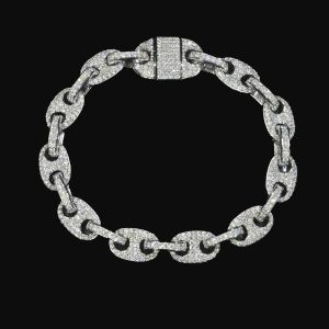 Designer Pass Diamond Tester VVS Ice Out Moissanite Coffee Beans Cuban Link Chain 8 mm Bracelet Sier Fine Bijoux pour Man Woman