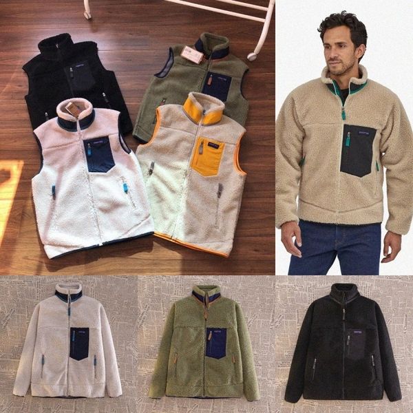 Diseñador Patagoniais Chaquetas para hombre Fleece Chaqueta cálida de invierno Abrigo grueso Abrigo clásico Retro Antumn Invierno Pareja Modelos Chaleco de cordero Chaleco de abrigo