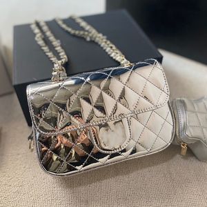 Designer Lakleer 2IN1 Klassieke Mini Flap Vierkante Gewatteerde Tassen Met Ster Muntzakje Goud Zilver Metaal Hardware Gematelasseerde Ketting Crossbody Handtassen Portemonnee 20x12cm