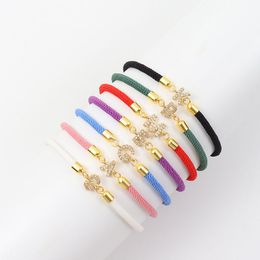 Designer Pave Zircon A-Z Bracelets de lettre de manchette initiale pour femmes Bracelet de charme de corde réglable coloré pour Girl Jewelry Cadeau