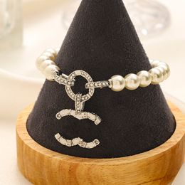 Bracelets de perles de créateurs femmes argent correct marque logo cercle mode cuivre cadeau cadeaux de luxe famille couple non décoloration bracelets de tennis de perles