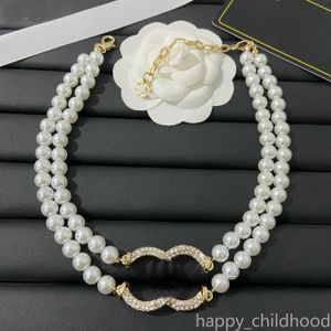 Designer Pearl Collier Chain Chain de marque LETTRES PENDANTS Colliers Luxury Femmes Bijoux de mariage