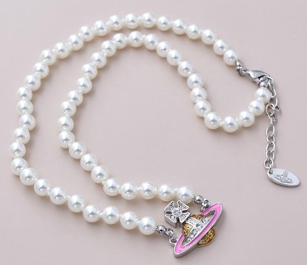 Collier pendentif perle de créateur, collier en acier inoxydable diamant d'eau cristal, chaîne de collier cadeaux de bijoux de fête de mariage pour femmes