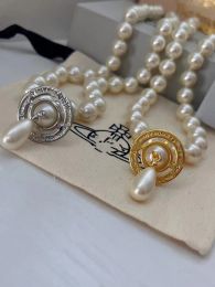 Diseñador Pearl Planet colgante collar collar de corazón oro joyas de lujo gargantilla mujer cadena de cuerda colgante de diamantes de diamante collares de boda para mujeres regalo de boda