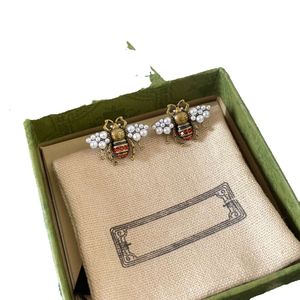 Designer Parel Stud Oorbellen in Messing Sier Naald Min Bee Merk Oorbellen voor Vrouwen Bruiloft Geschenken Prachtige Sieraden