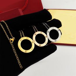 Collier pendentif design cristal grand cercle amour luxe plein diamant colliers pour hommes et femmes haute qualité titane acier bijoux