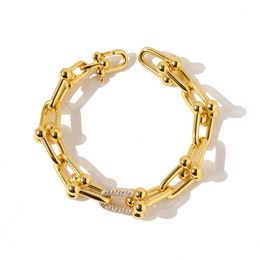 Colliers pendentif de créateur chaînes de bijoux de créateurs de luxe chaîne épaisse U-line t collier de bambou et de diamant paire bracelet pour hommes femmes bijoux