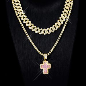 Colliers de suspension de créateurs bijoux hip hop Nouveau collier de croisement géant complet en diamant complet de rue