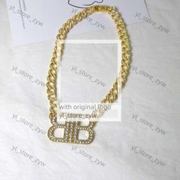 Colliers pendentifs de créateurs bijoux bb boucles d'oreilles nouvelles lettres à double lettre en diamant épais collier féminin de luxe légers de haute qualité bijoux