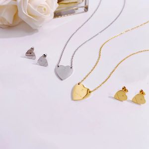 Diseñador Collares pendientes Conjuntos de joyas Mujer Dama Titanio Acero 18K Chapado en oro Pendientes Collares Conjuntos con letra G Colgante de corazón