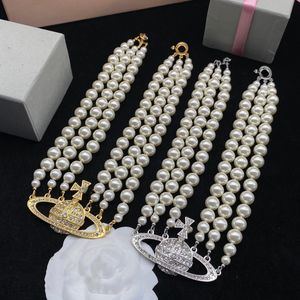 Diseñador Collares pendientes Carta Vivian Gargantillas Mujeres de lujo Joyería de moda Collar de perlas de metal cjeweler Westwood ghfgfgdg