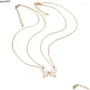 Pendentif de créateur sœurs pour filles, pendentifs papillon, bijoux longs, goutte