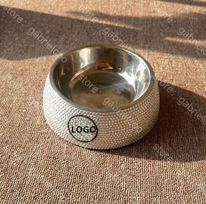 Diseñador Pet Diamond Dog Bowl de acero inoxidable Logotipo clásico de un tazón Corgi Corgi Teddy Schnauzer Vajilla Cat Bowl Bowl Bowl Food Food Food Set