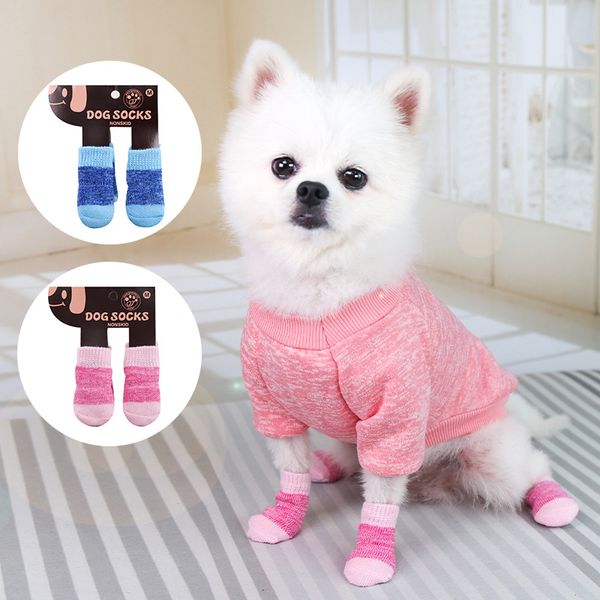 Calcetines de diseñador para perros, cubrepiés, calcetines de algodón antideslizantes y cálidos para perros y gatos, calcetines navideños de Papá Noel, fáciles de usar y limpiar, calcetines suaves impermeables para exteriores