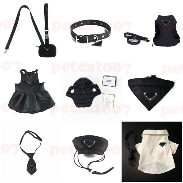 Designer Pets Vêtements Marque Chiens Colliers Laisses Métal Logo Pet Manteau Chapeau Chiot Noir Robes Bavoirs