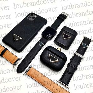 Ensemble de 3 coques de téléphone design Triangle inversé P pour iPhone 14 Pro Max 13 12 mini 11 XR XS XSMax 7 8 Plus Coque arrière Apple Airpods Pro 2 3 3ème coque iWatch Band Bracelet de montre