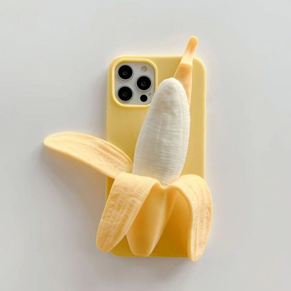 Étui de téléphone design dessin animé banane tridimensionnelle pour iPhone 14 13 12 Pro 11 14plus étui de téléphone résistant aux chutes
