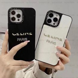Designer Phone Case Fashion Black Stripe Silicone Luxe Brillant Argent Lettres Cas Pour Iphone 14 Pro Max Plus 13 12 11 Couverture Antichoc