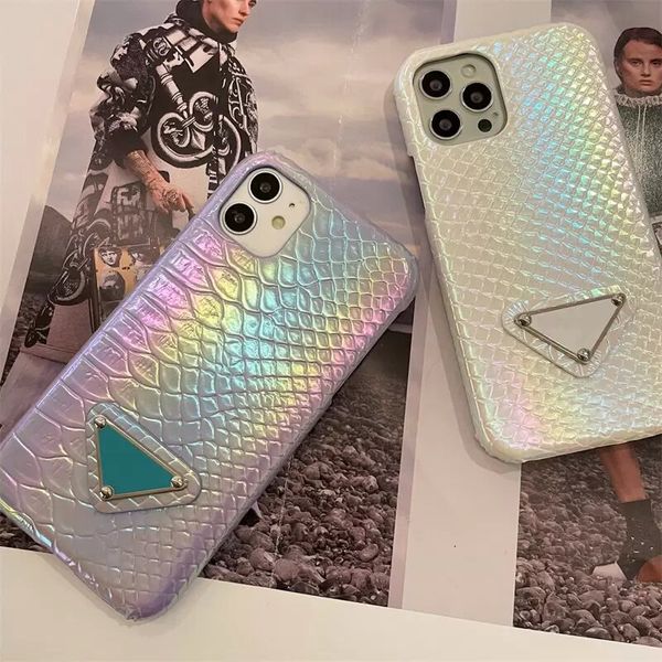 Funda de teléfono de diseñador Moda de lujo Láser de alto grado Patrón de cocodrilo Funda a prueba de golpes para iPhone 14 Plus 13 Pro Max 12 11 XS XR XSMax 8P 7P