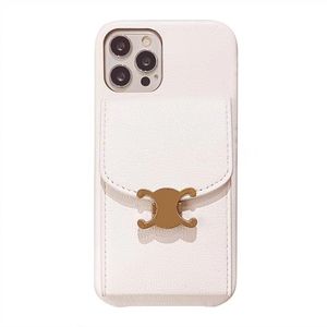 Étui de téléphone de designer pour Apple iPhone 15 Pro Max 14 13 12 11 XR XS 8 7 Plus Luxury Pu Leather Pocket Pocket Pocket Mamer Miror Miroir Back Cover Shell Coque Fundas White