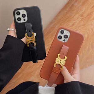 Funda para teléfono de diseñador para iPhone 15 Pro Leather, iPhone14 13 12 Plus Pro Max Funda para iPhone XR Correa de muñeca de lujo de diseño Excelente agarre Cubierta ultra delgada a prueba de golpes