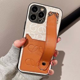 Designer telefoonhoesje voor iPhone 15 Pro Max leer, 14 13 plus 12 11 Pro hoesje Designer luxe portemonnee hoesje polsband uitstekende grip schokbestendige slanke hoes voor dames heren