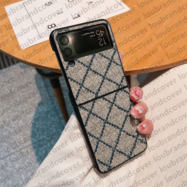 Coque de téléphone design pour Samsung Galaxy Z Flip 5 3 4 Case 5G Z Fold 4 2 3 Coque rigide en cuir de mode Original Monogram Bumper Mobile Cover 17 Style